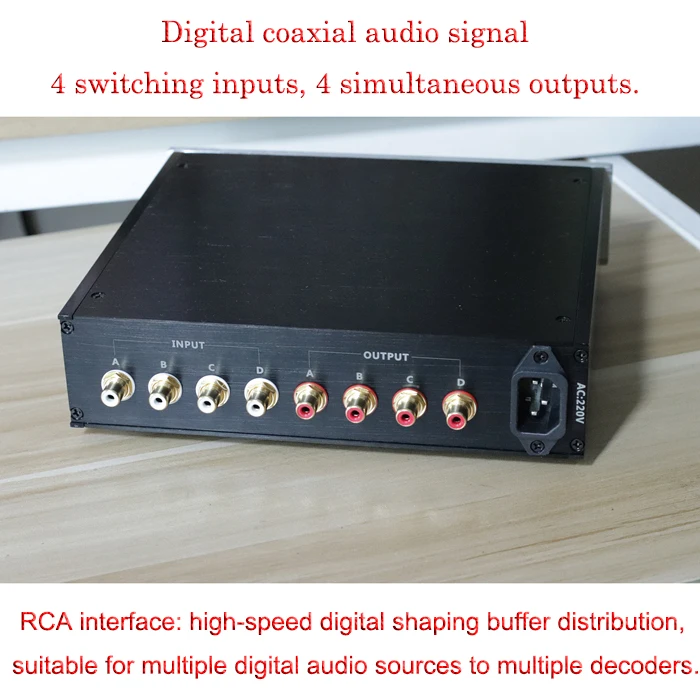 HIFI digital coaxial signal switcher distributor is used to connect multiple digital signal sources to multiple decoders