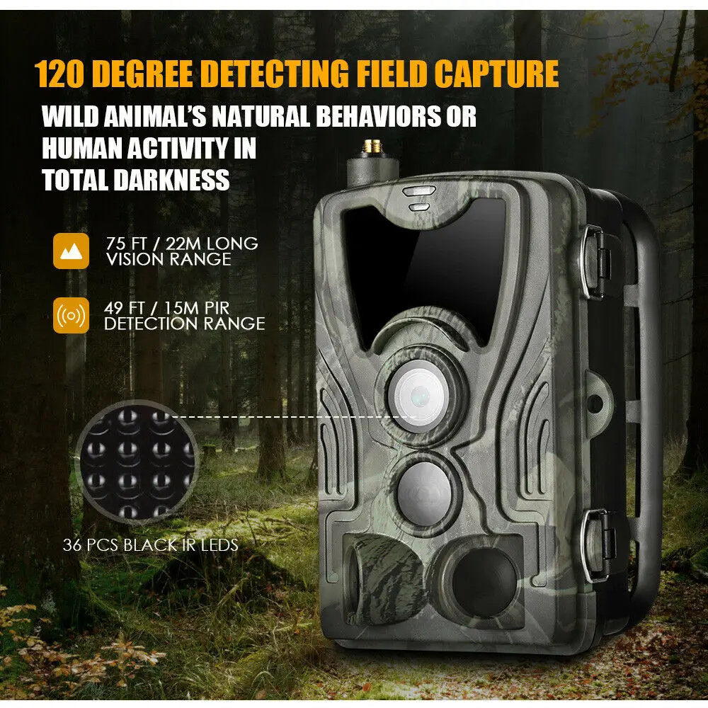 Cámara de rastreo de caza 2G, 20MP, 1080P, MMS/SMTP/SMS, cámaras inalámbricas para vida silvestre, trampas fotográficas HC801M, visión nocturna, Hunter Chasse