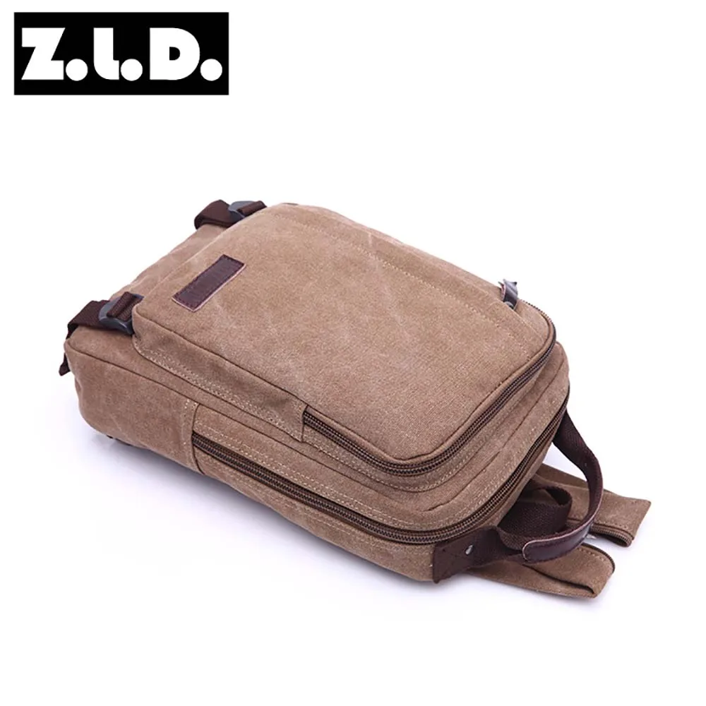 Imagem -04 - Mochila Masculina Quadrada Bolsa de Ombro Duplo de Lona Prática Resistente à Água Tamanho Pequeno