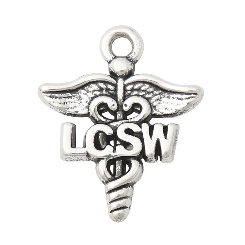 

RAINXTAR Fashion Alloy Caduceus LCSW Medical Charms 19*23mm 50pcs AAC1976