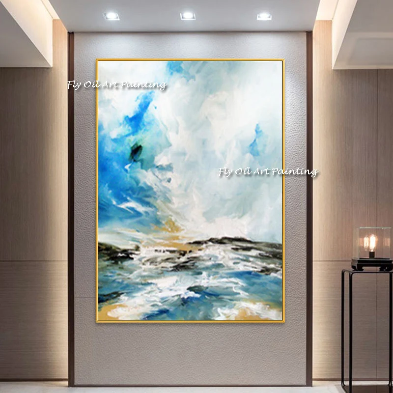 

100% Handmade Sea Waves Canvas Painting Modern Ocean Seascape Artwork Pictures Thick Oil Wall Art Decoration For home room