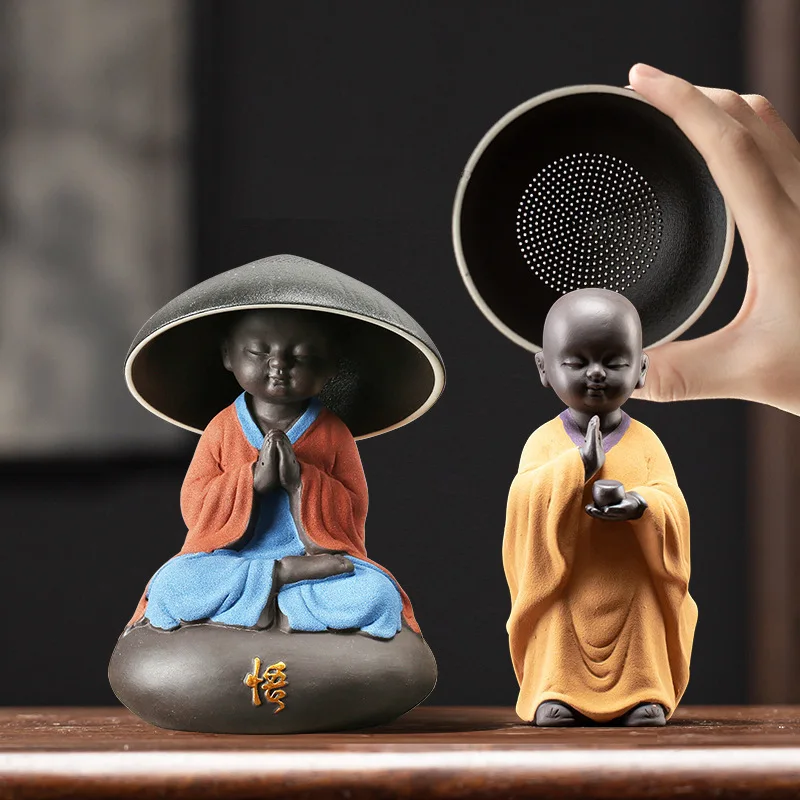 Ceramic Creative Little Monk Tea Strainer Tea Leaking Tea Strainer Household Kung Fu Tea Set Accessories Tea Ceremony Decoration