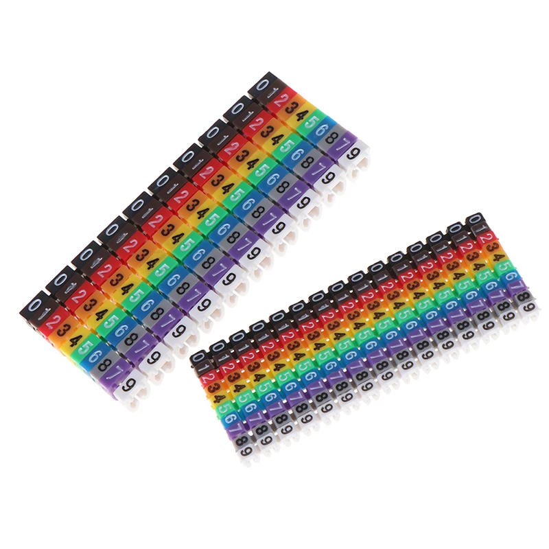 100/150pcs/lot Cable Markers Colourful C-Type Marker Number Tag Label For 2-3mm Wire