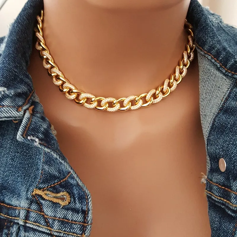 Icy Out Cz Necklace 925 Silver Gold PLated Curb Necklace Cuban Link Chain