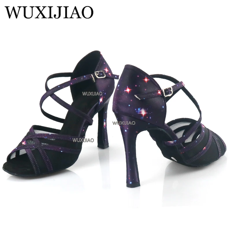 New selection of purple star satin women\'s dance shoes Latin salsa boots Patty ballroom dance shoes women\'s shoes