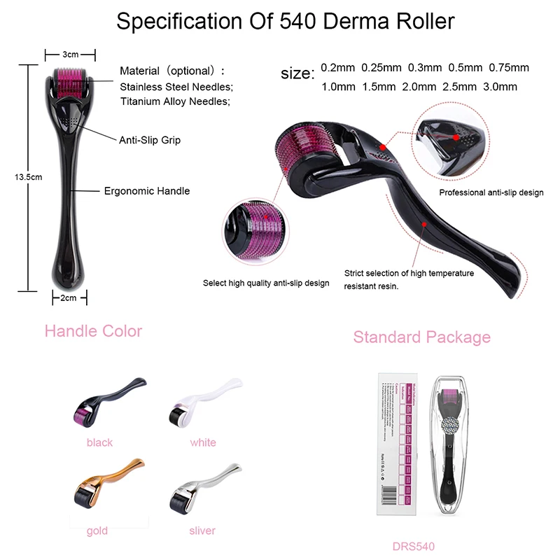 Mikron adel 540 Roller Derma Derma roller Edelstahl Nadel Bart wachstum Anti Haarausfall Behandlung Ausdünnung zurückgehende Hautpflege