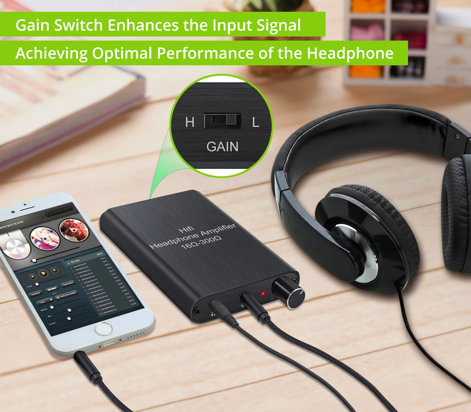 Linkfor HI FI Earphone Headphone Amplifier 16-300Ω untuk MP3 MP4 Ponsel Komputer Portable 3.5 Mm Aux Amp