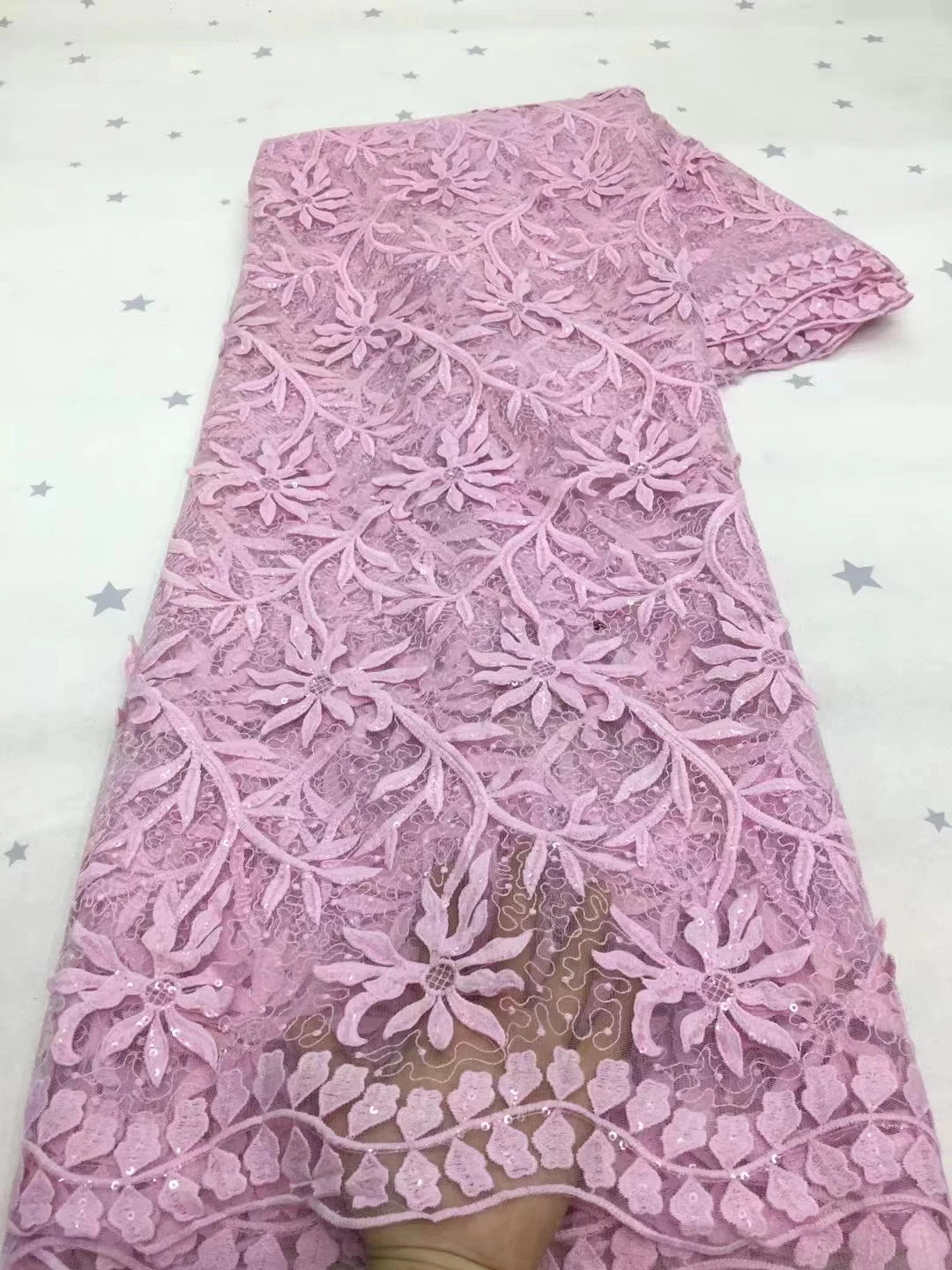 

Pink Milk Silk Lace Fabric With Sequins 2021 Latest African Nigerian Lace Fabric French Mesh Lace Fabric For Wedding KXX21205