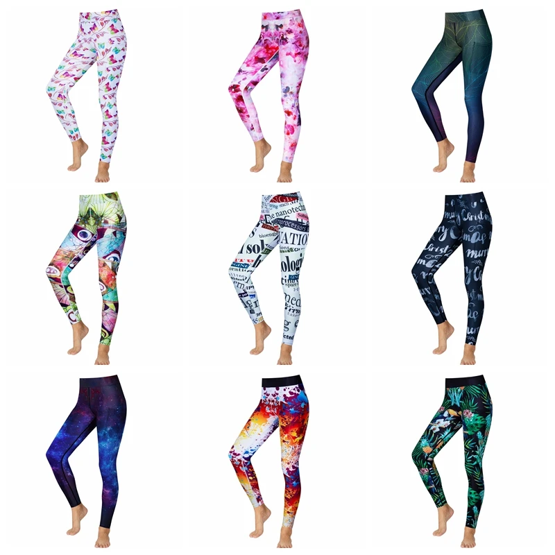 Yoga Pants Women's High Waist Fitness Sport Leggings Stripe Printing Elastic Gym Workout Tights S-XL Running Trousers