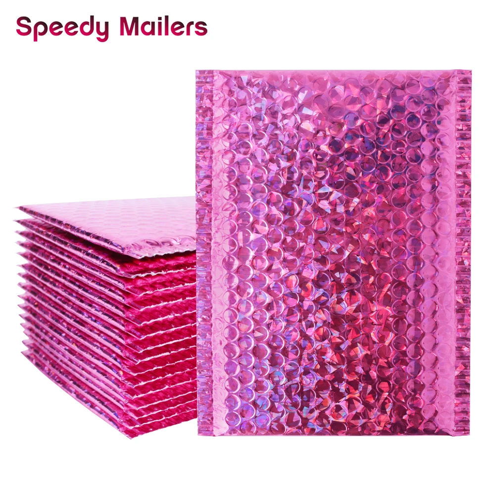 10PCS/Pack Gold/Rose Gold/Laser Silver/Dark Red/Purple/Rose Red Foil Bubble Mailer Gift Packaging Shipping Padded Envelope Bags