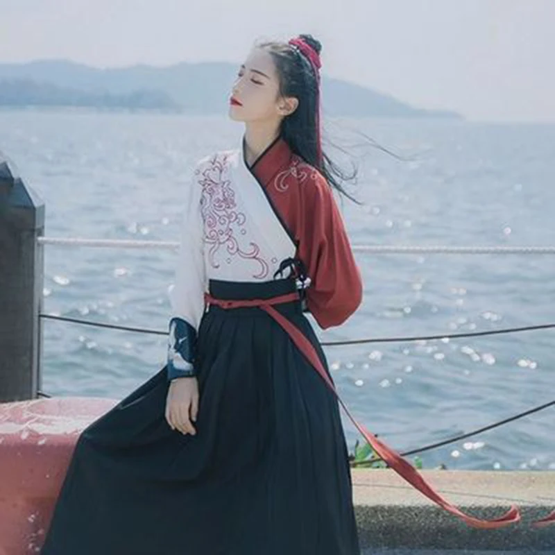 المرأة الصينية التقليدية Hanfu فستان مهرجان الأداء فستان رقص شعبي سيدة الشرقية الزي هان سلالة تأثيري الملابس