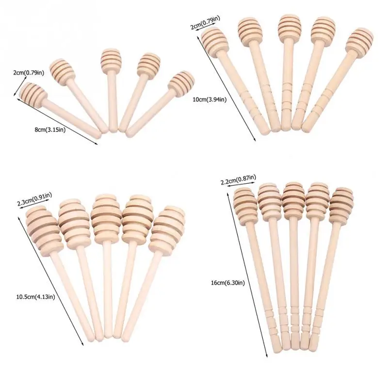 24pcs Wooden Honey Stick Honey Dipper Party Supply Wood Honey Spoon Stick For Honey Jar Long Handle Mixing Stick Cuchara Miel