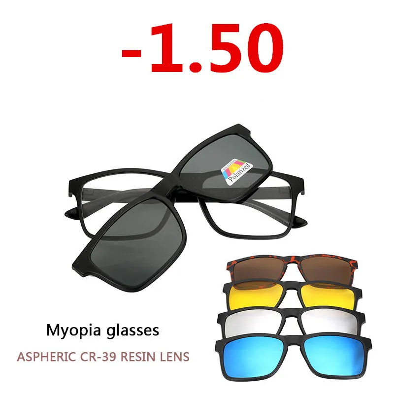 Polarized Sunglasses Finished Myopia Eyewear Optical Eyeglasses Frame Men Belt Magnet 5 Clip Sunglasses Myopia Glasses Frame