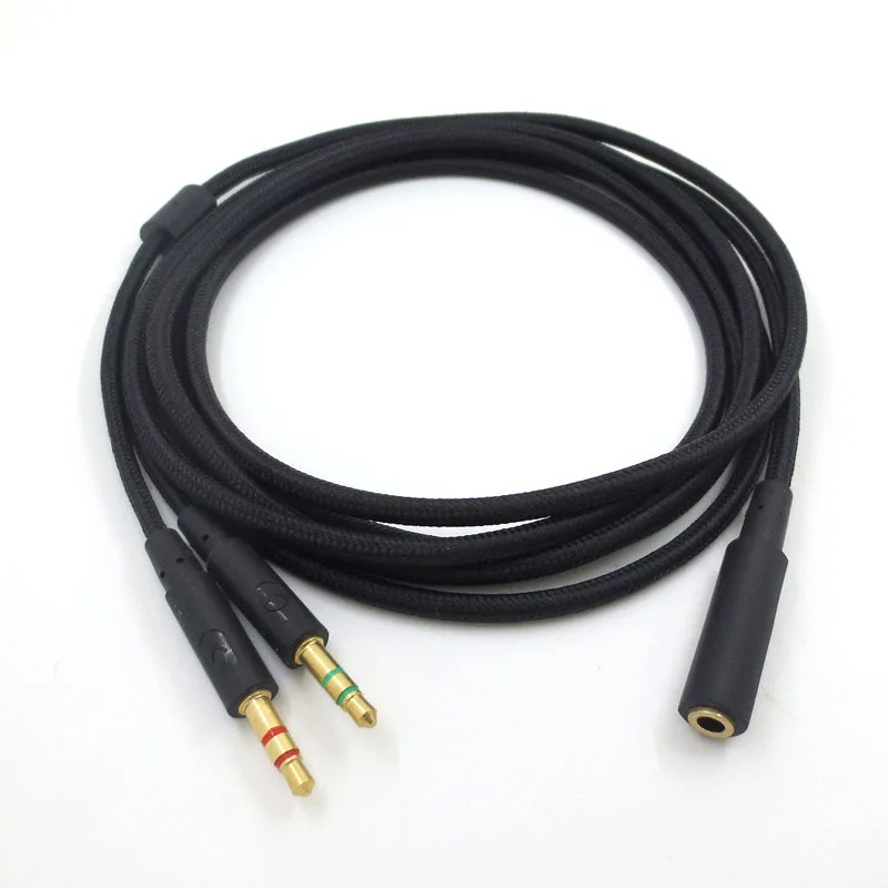 OFC Replacement Braided Splitter Cable Extension PC Cord For Kingston HyperX Cloud Stinger Mix Alpha Flight Revolver S Headsets