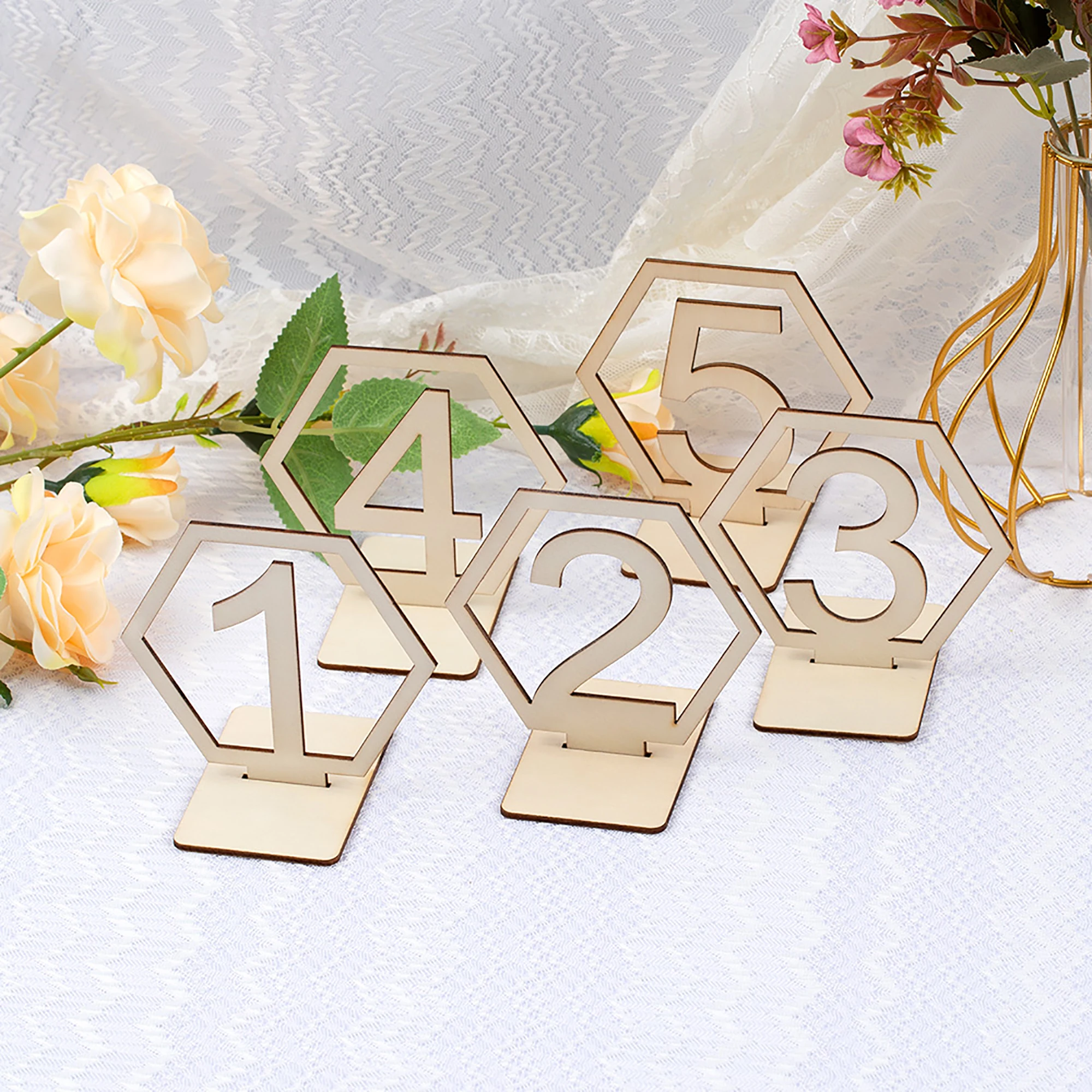 Wooden Table Numbers Fashionable Wedding Table Numbers Table Numbers Decor for Wedding Modern Vintage Hollow Out with Holders