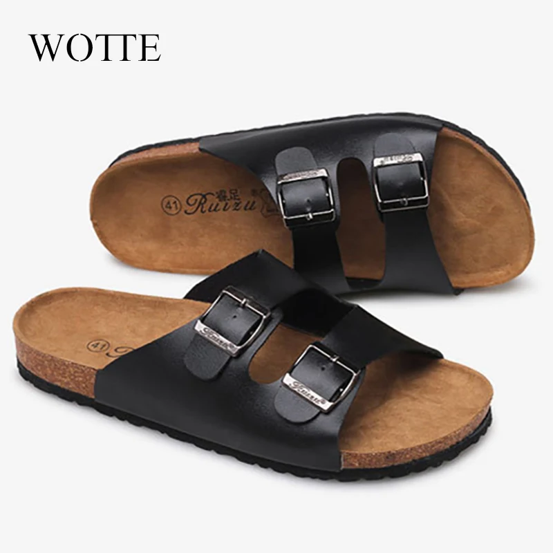 Men & Women Cork Sandals Fashion 2024 Casual Summer Slides Beach Gladiator Buckle Two Straps Shoe Flat Slippers Dropshipping