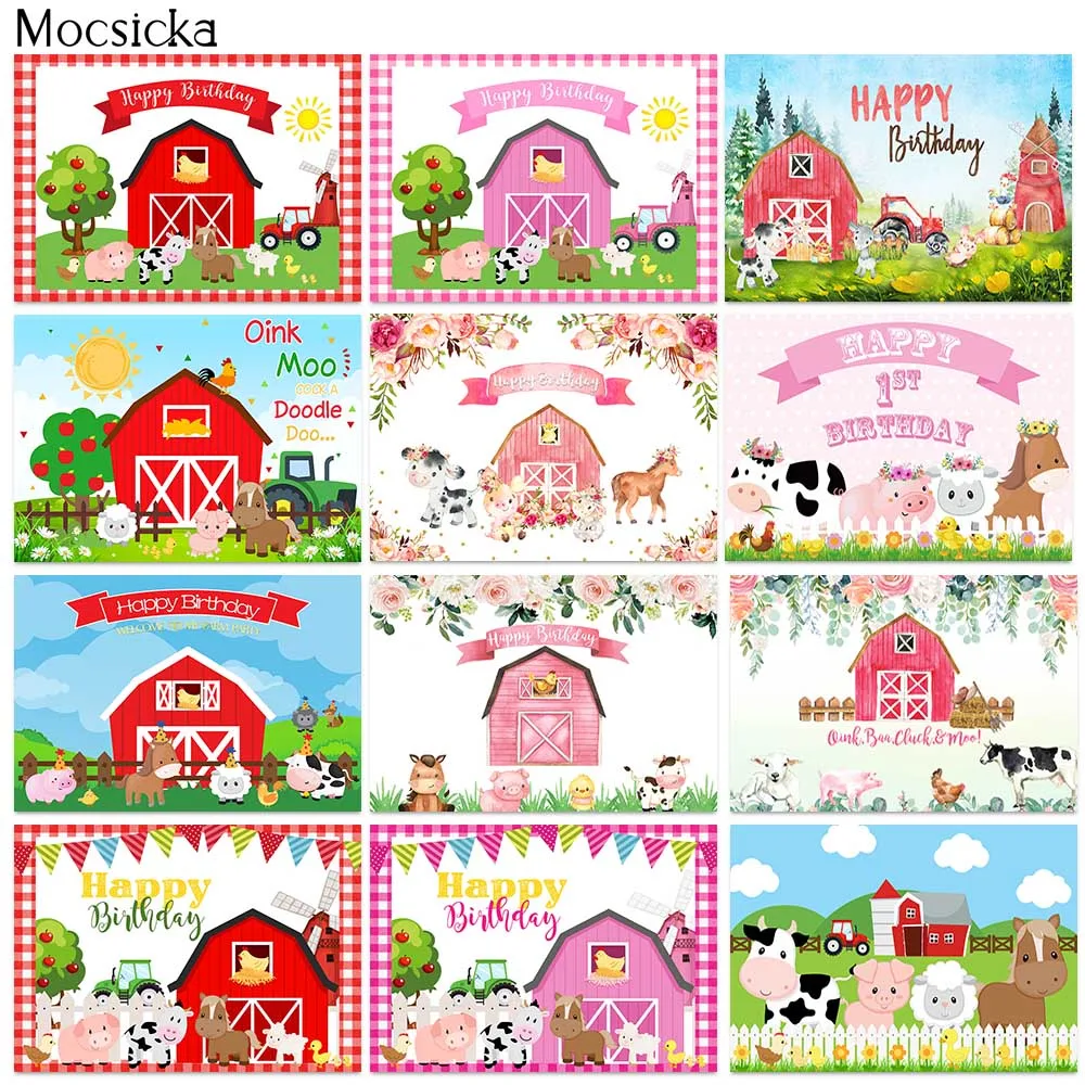 Farm Animals Theme Birthday Party Decorations Backdrop Banner for Children Birthday Party Supplies Background Photo Booth Banner