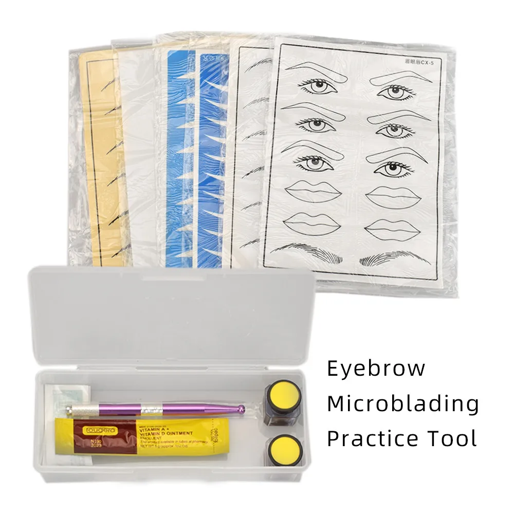 

Tattoo Aftercare Microblading Manual Pen Tatto Practice Skin 3d Eyebrow Embroidered Set Eyebrow Ink Kit Training For Beginers