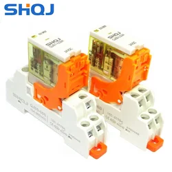 10PCS/BOX SHQJ POWER RELAY QJS1 QJS2 12VDC 24VDC 110VAC 230VAC 1Set or 2 Set Intermediate relay 1CO 12A SPDT 2CO 8A DPDT