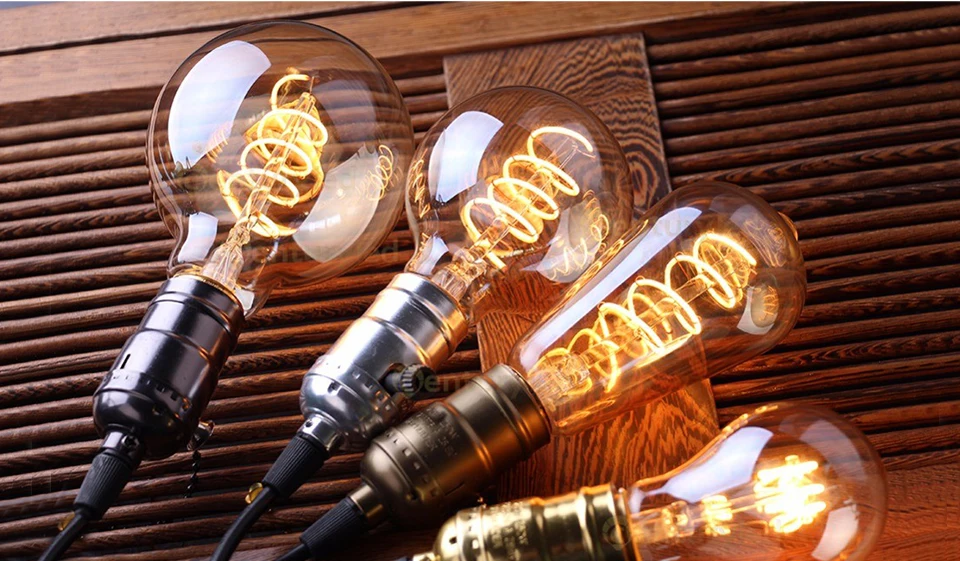 Retro dimmbare LED Edison Glühbirne E27 3W Gold Spiral-Filament ST64 G125 Ampoule LED Lampe Glühbirne Kronleuchter Dekorative Beleuchtung – Detail 19