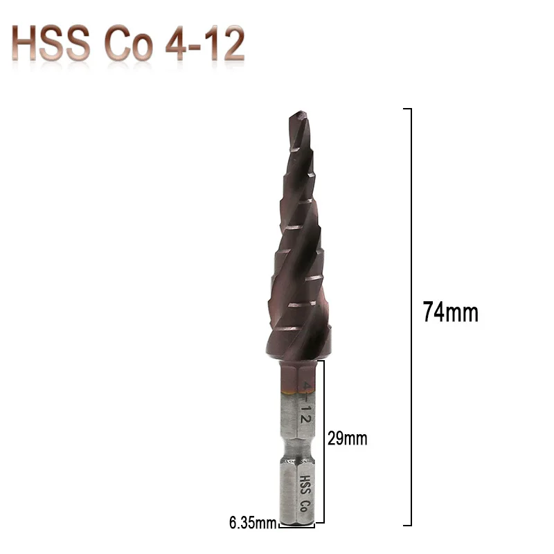 

1PCS Metric Spiral Flute The Shape Hole Cutter 4-12mm HSS Steel Cone Drill Bit Set HSS Co M35 Steel Step Sharpening