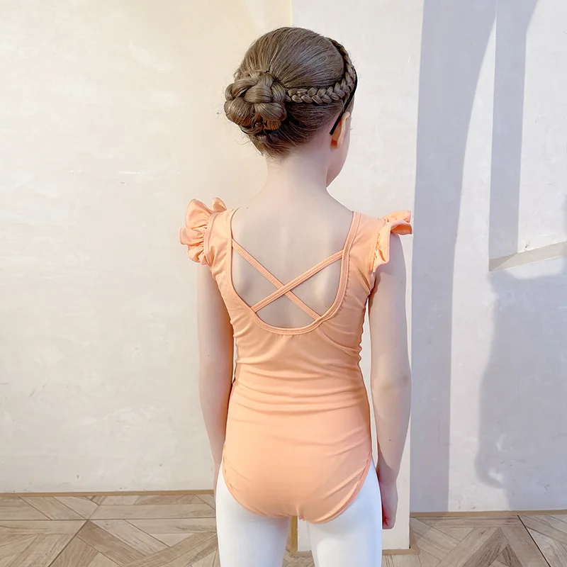 Menina ballet tutu vestido profissional crianças ginástica dança babados longo/manga curta collant prática ballet traje bailarina