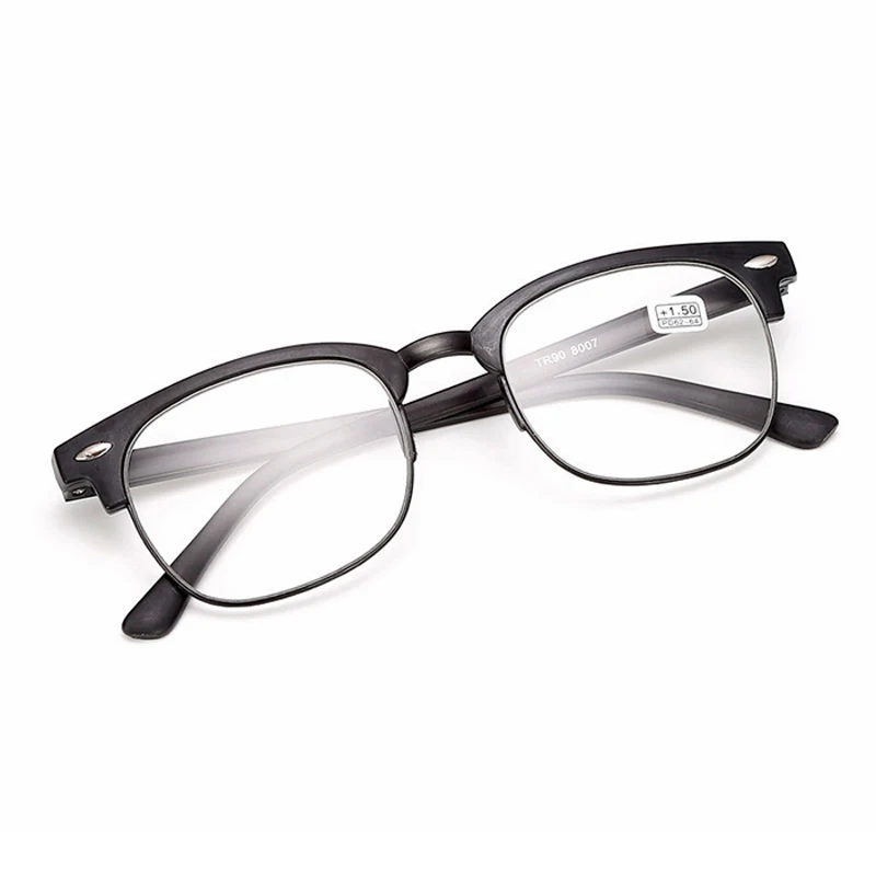 Men Women Half-Frame Reading Glasses Ultralight Hyperopia Eyeglasses For Reader Diopter +100 +150 +200 +250 +300 +350 +400