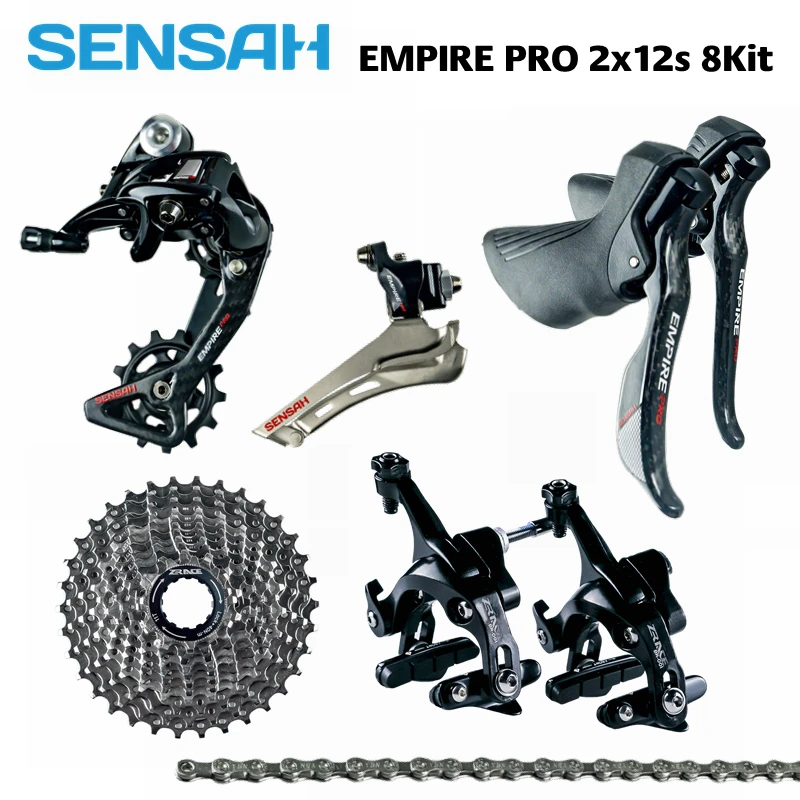 SENSAH EMPIRE PRO 2x12 Speed, 24s Road Groupset, R/L Shifter + R/F Derailleurs + ZRACE Cassette / Chains / Brake, carbon fiber