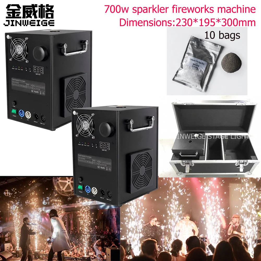 2PCS IN Road Case 750W Stage DMX Spark Cold Machine Sparkular For Wedding Celebration DJ Lighting Fountain Waterfall Effects