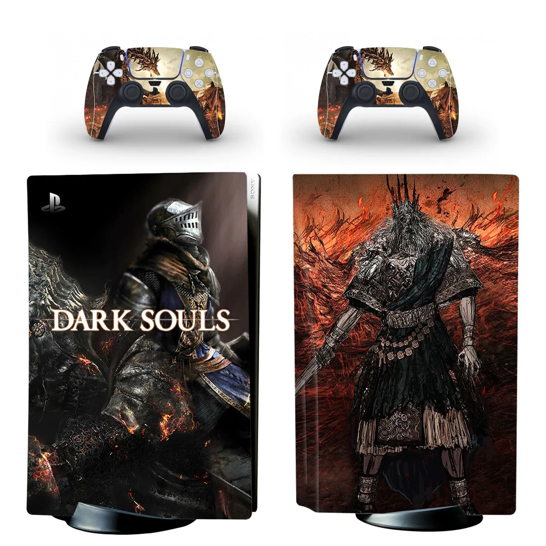 Dark Souls PS5 standardowa skórka naklejka naklejka na konsolę PlayStation 5 i 2 kontrolery PS5 Disk Skin Vinyl