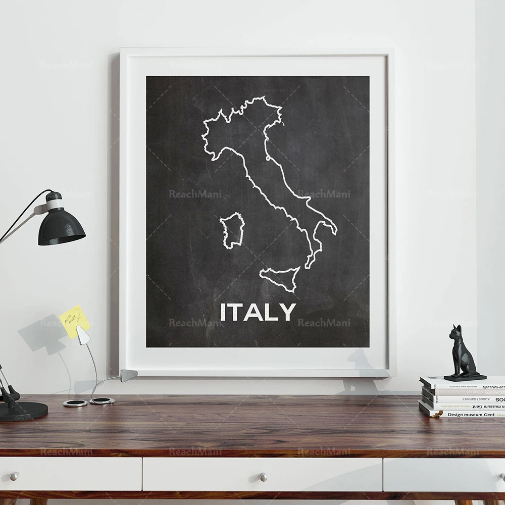 Italy Map of Italy Chalkboard Map Outline Map of Italy Italian Map Italian Home Decor Italian Poster Italian Wall Art Gift from