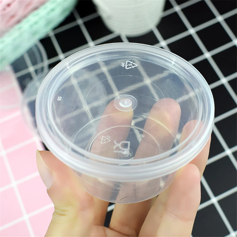 5/10pcs 100ml Disposable Plastic Takeaway Sauce Cup Containers Food Storage Box With Lids Pigment Paint Box Palette Reusable