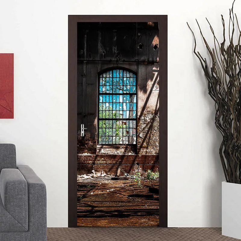 Custom Size/77*200CM Art Door Sticker DIY Waterproof Self Adhesive 3D Wallpaper Stickers on the Doors Home Decor Poster Decals
