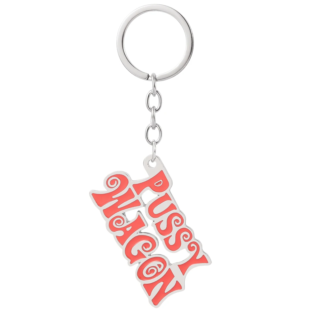 Movie Kill Bill Keychain PUSSY WAGON Red Alphabet Alloy Pendant Rock Music Car Keychain Jewelry