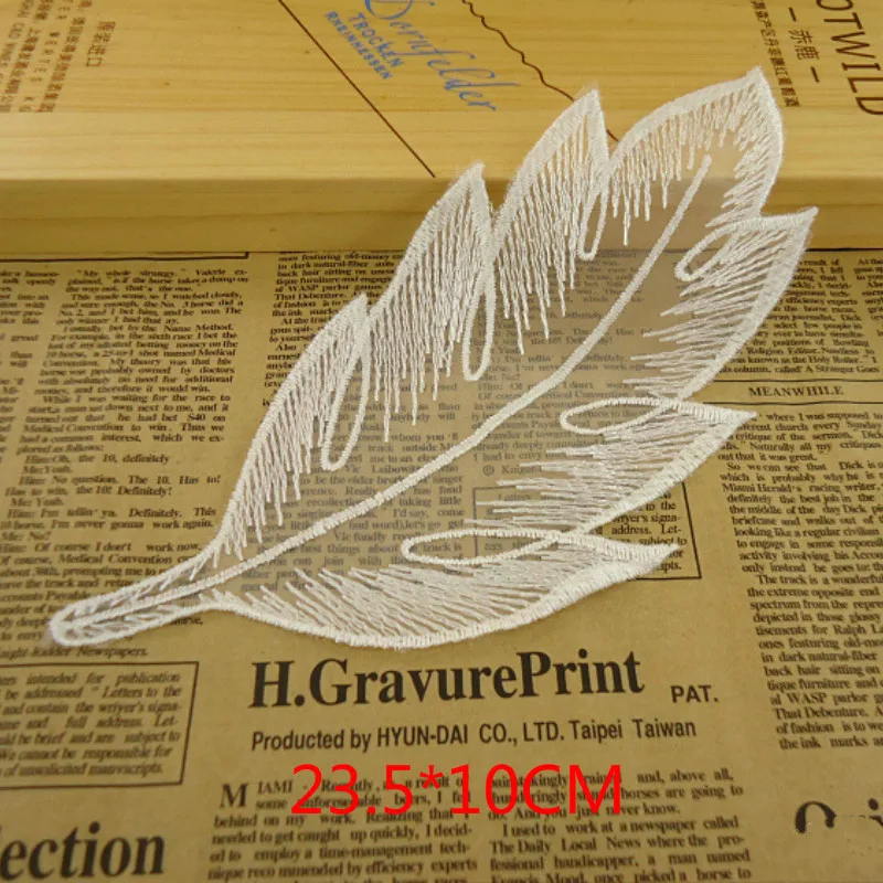 50pcs/lot Craft DIY Embroidery Collar Patch Ogan Gauze Dress Clothing Decoration Sewing Accessories Lace White Leaf