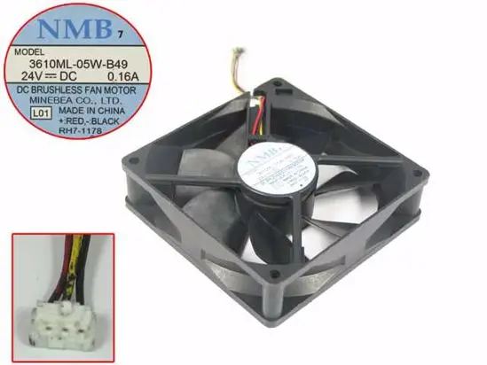 

NMB-MAT 3610ML-05W-B49 L01 DC 24V 0.16A 92x92x25mm 3-wire Server Cooling Fan