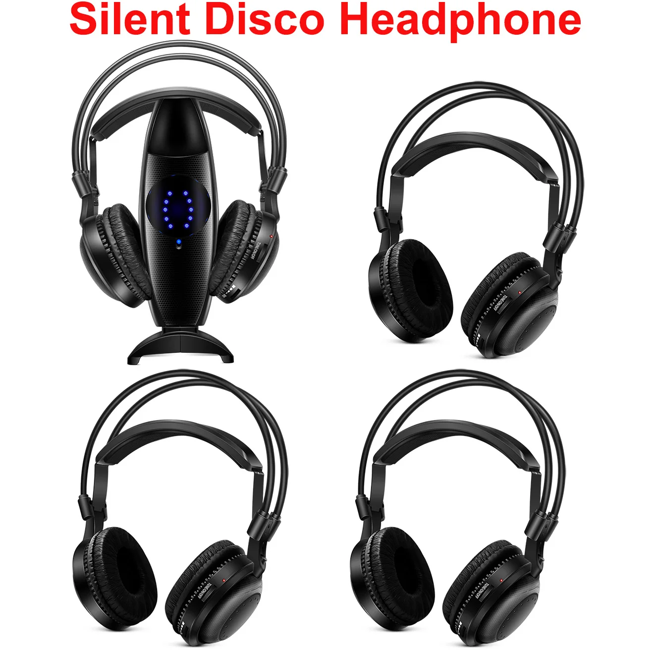 200m Ultra low bass Silent disco Wireless headphones 4pcs - RF Silent Disco earphones For iPod MP3 DJ music pary club meeting