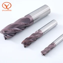 QIYE cnc Carbide End Mills Tungsten Machine Milling Cutter Tools HRC62  Metal Key Seat Face Router Bit 1mm 2mm 3 4 5 6 7 8 9 MM