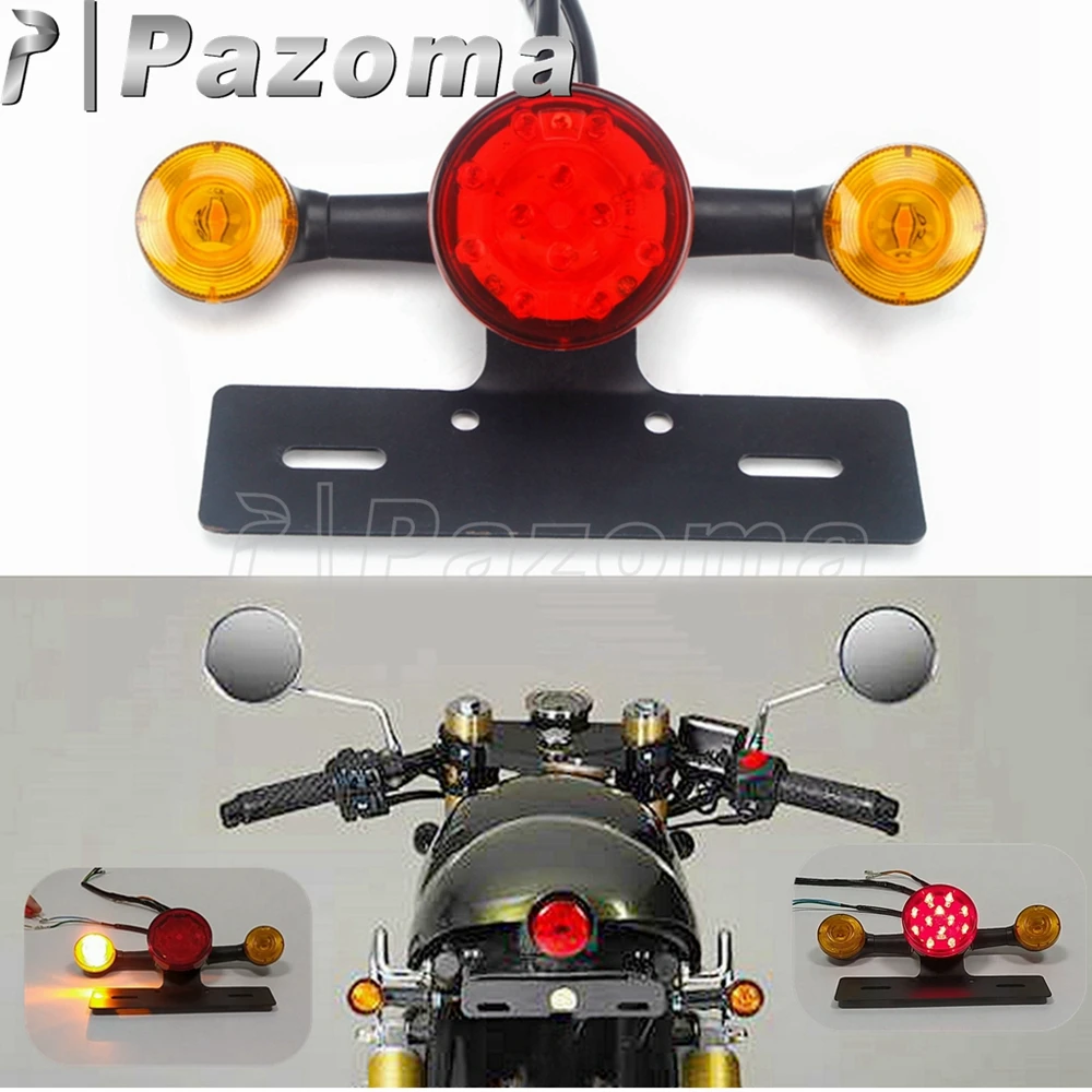 Motorcycle LED Stop Light Rear License Plate Tail Light for Honda Suzuki Yamaha Kawaski Scrambler Cafe Racer W/Turn Signal Light