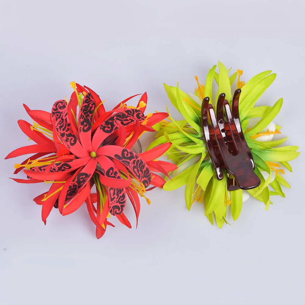 MIXED COLOR Free Shipping 50pcs/Lot HC00042 14Color Foam Tiare W Spider Lily Hair Claw Women Accessories Hawaii Tropical Flower