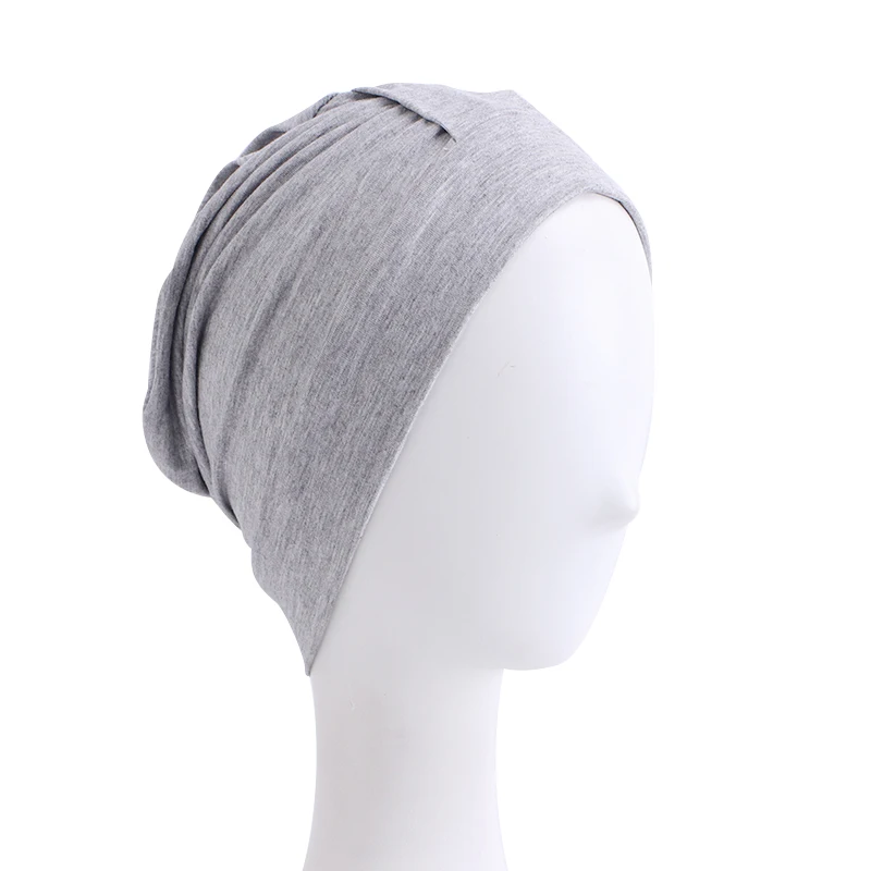 Turbante de algodón para mujer, gorro de cobertura completa para dormir de noche, Hijab interno, gorro elástico musulmán, gorro de quimio para la