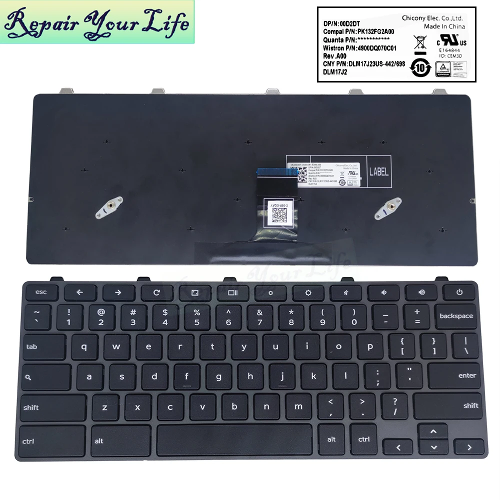 US replacement Keyboards for Dell Chromebook 11 3100 English qwerty laptops keyboards black laptop sales parts 00D2DT DLM17J2