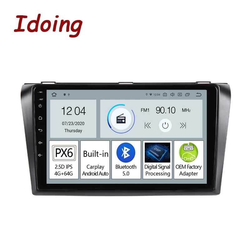 

Idoing 9"PX6 Car Radio Multimedia Android Video Player Navigation GPS For Mazda 3 1 2 BK 2003-2009 Carplay Auto Head Unit no2din