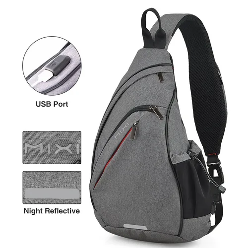 Imagen 2 del producto Mixi-mochila de un hombro para hombre y mujer, bolso cruzado con USB, para ciclismo, deportes, viajes, versátil, a la moda, para estudiantes, escuela