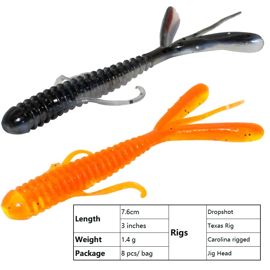 Creatures Craw Bait 7.6cm 1.4g 6pcs Pike Chub Catfish Perch Fishing  Jig Head Soft Plastic Shrimp Crawfish Lures