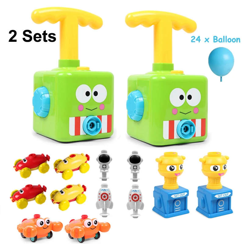 2PCS Education Science Experiment Toy Inertial Power Balloon Car Toy Puzzle Fun Inertial Power Car Balloon for Children Gift