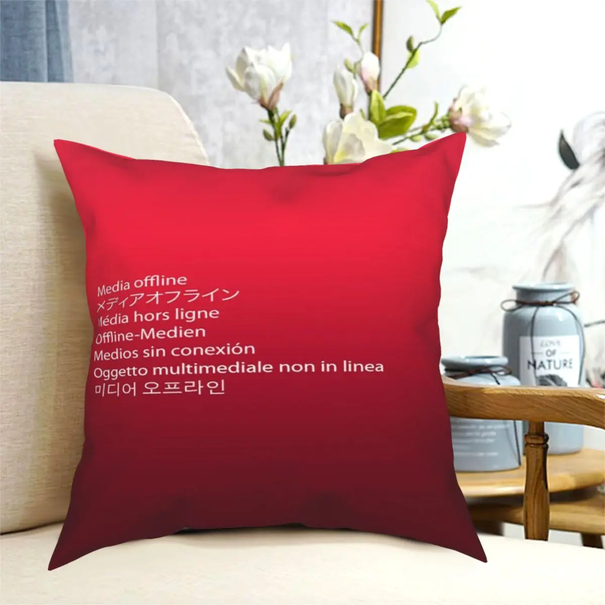 Media Offline Premiere Pro Square Pillowcase Pattern Zip Decor for Home Cushion Cover 45*45cm