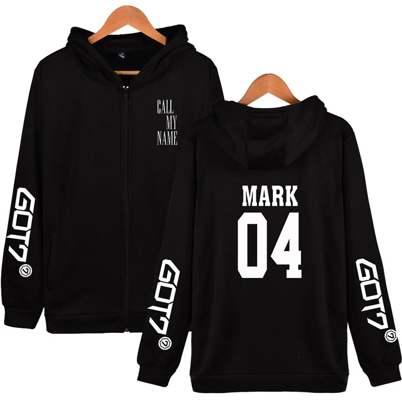 

MARK 04 Got7 Kpop Hoodie Hoody Men Women Zipper Hoodies Jackets Coat Long Sleeve Zip Up Pocket Hooded Sweatshirts Tracksuit Tops