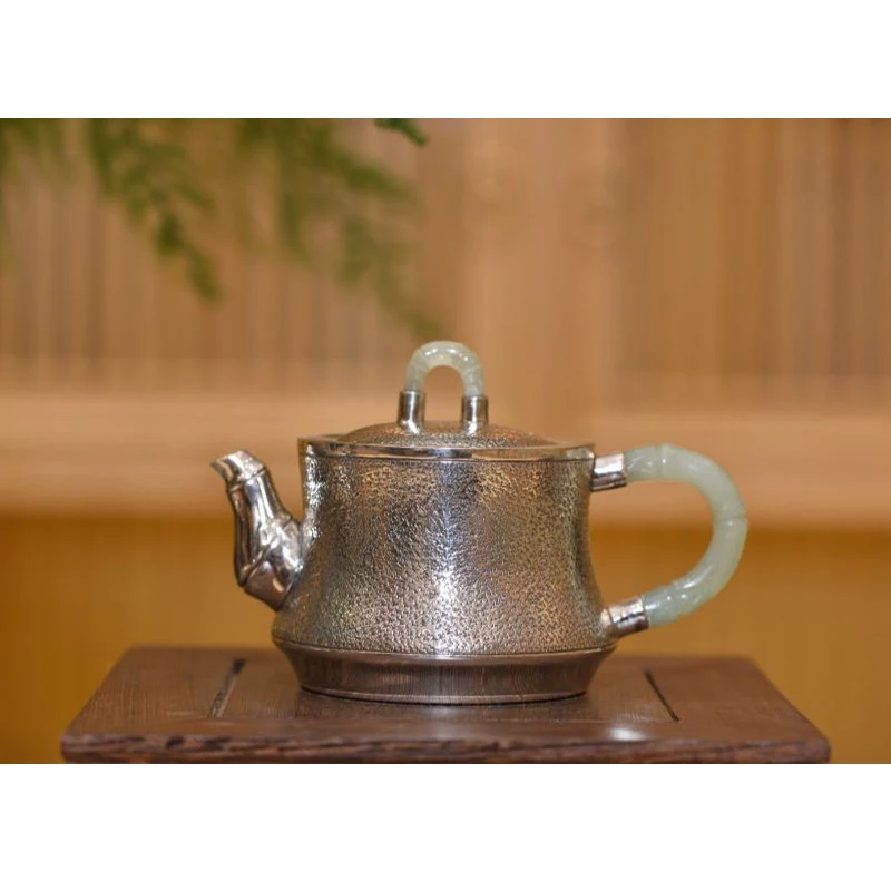 Silver pot 999 sterling silver handmade tea set Japanese retro teapot kettle home tea ceremony Kungfu tea set 100ml