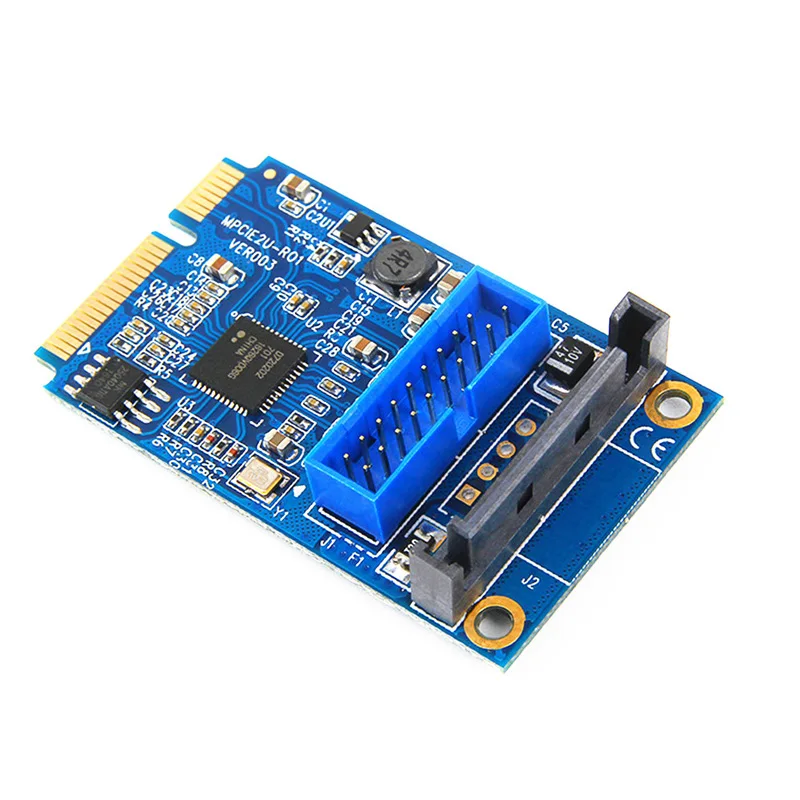 Mini PCIE to USB 3.0 19-pin Expansion Card Riser Adapter SATA Power Mini PCI Express to Dual Ports USB Front Panel Socket Raiser